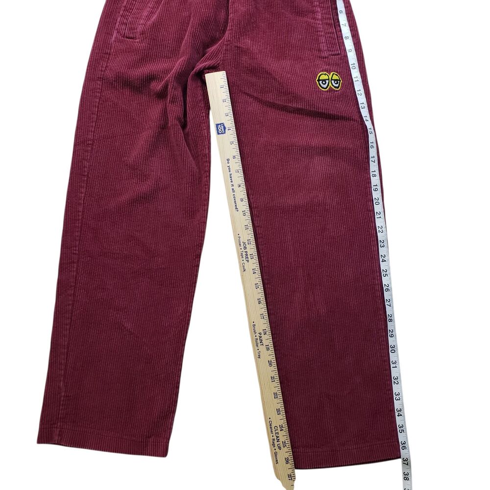 Krooked Skateboarding Pants Mens Small Burgundy Corduroy Straight Leg Eyes Logo - Picture 7 of 10